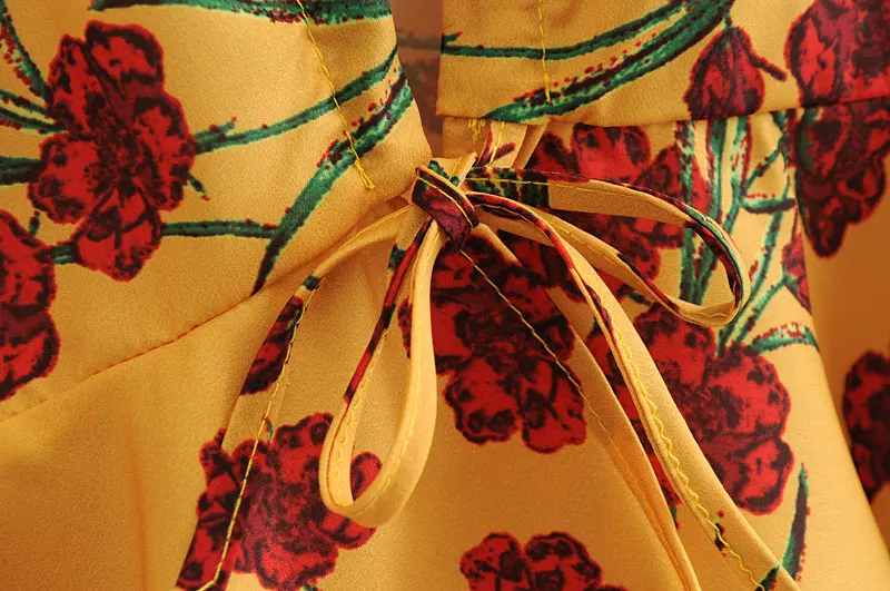 Женская Мода глубоким v образным вырезом цветочный принт drawstring оборками Блузки