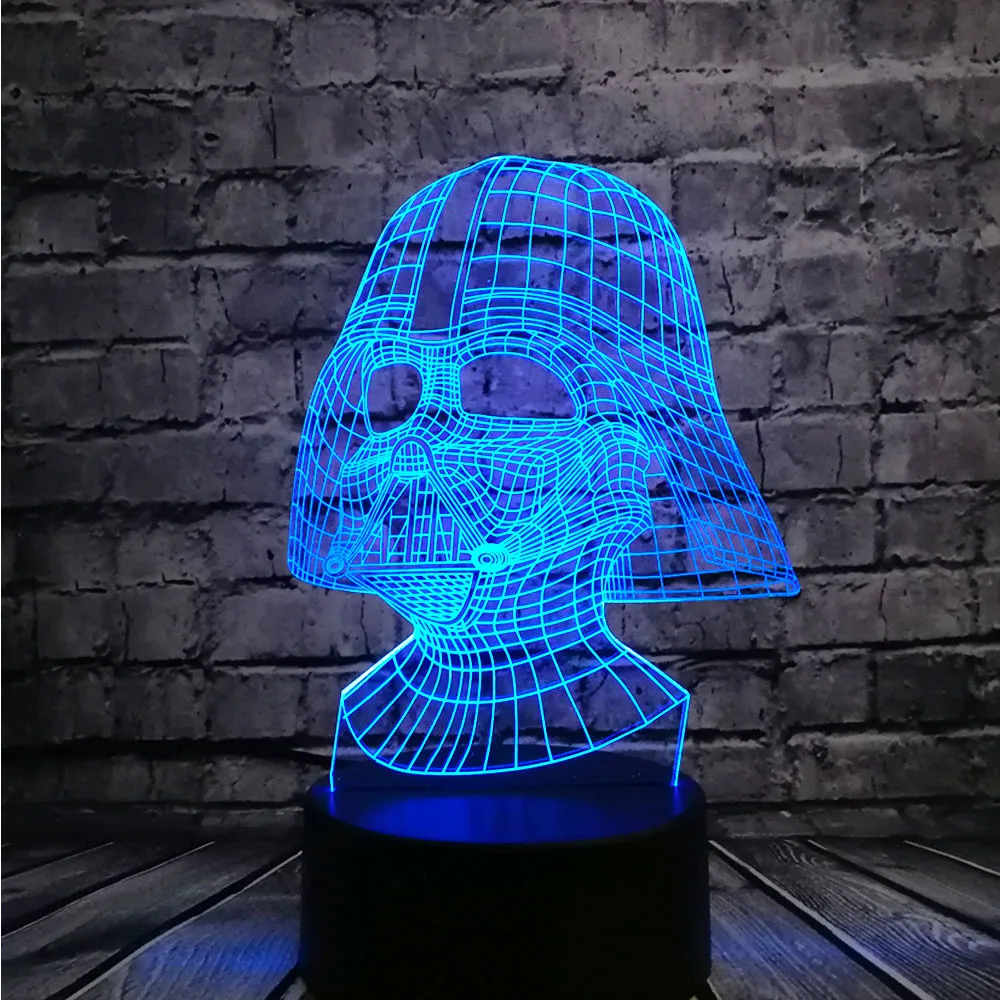 Звездные войны Дарт Вейдер Темный воин 3D ночной Светильник USB светодиодный настольная лампа многоцветный светильник ing визуальный сенсорный крутая фигурка детские игрушки