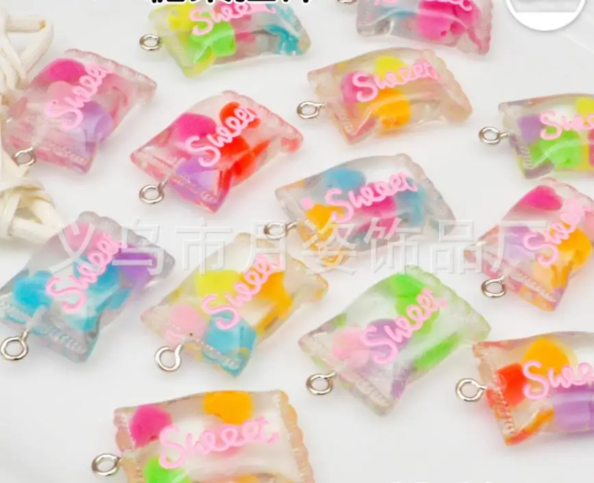 25x16mm kawaii плоские пластмассовые блестки сладкие конфеты амулеты украшения Висячие Подвески Брелок серьги ручной DIY - Окраска металла: 25x16mm
