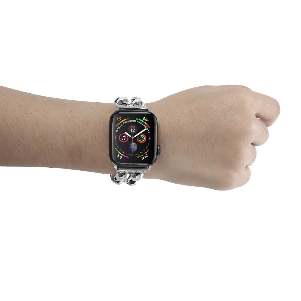 Брендовый ремешок ручной работы для apple watch, серия 1, 2, 3, 4, браслет с драгоценным камнем из агата для iWatch 38 мм, 42 мм, 40 мм, 44 мм, серия 5