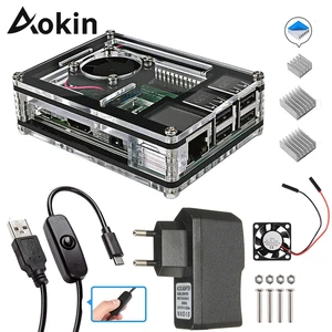 Aokin Raspberry Pi 4 Чехол 9 слоев акриловый чехол для коробки чехол с охлаждающим вентилятором для Raspberry Pi 3 Model B 4B чехол хит продаж