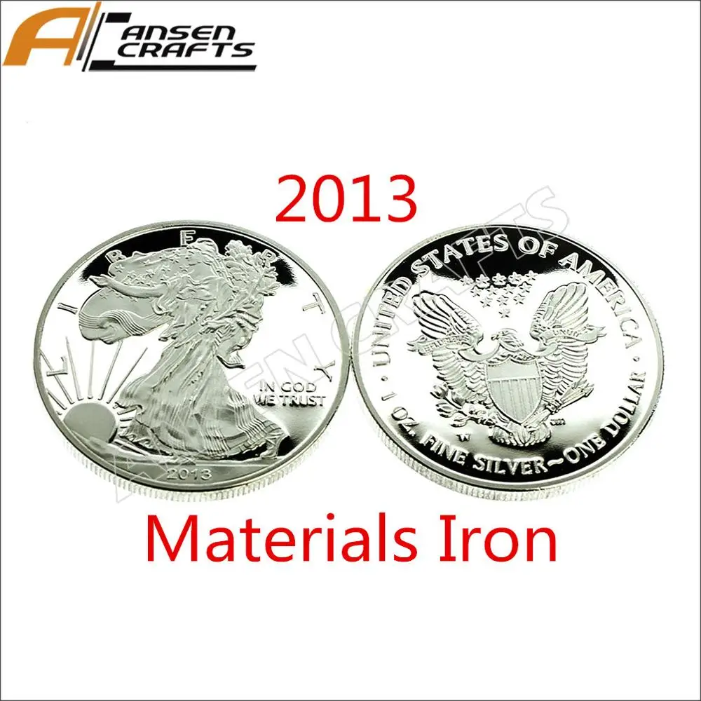 Material Iron 2013 1 унция тонкого серебра 2000 2013 один доллар США Монета - Цвет: Material Iron 2013