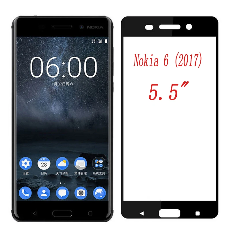 Закаленное стекло с полным покрытием для Nokia 6 (2017) закаленное Nokia6 (версия 2017)