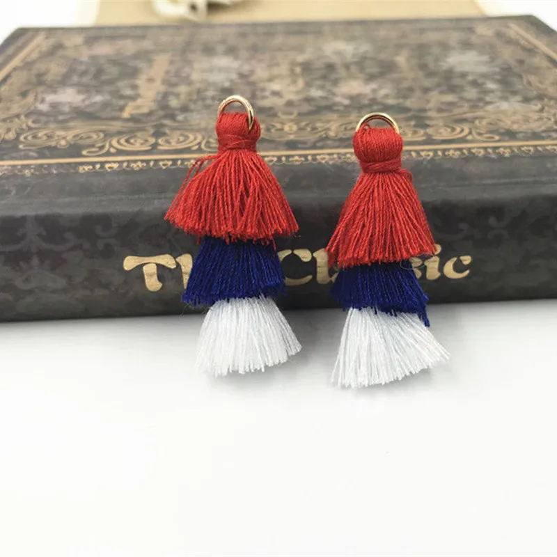 Red-4pcs DIY 4 шт 3 слоя хлопок кисточки подвеска «сделай сам» Ювелирные серьги 35 мм - Цвет: Red-4pcs