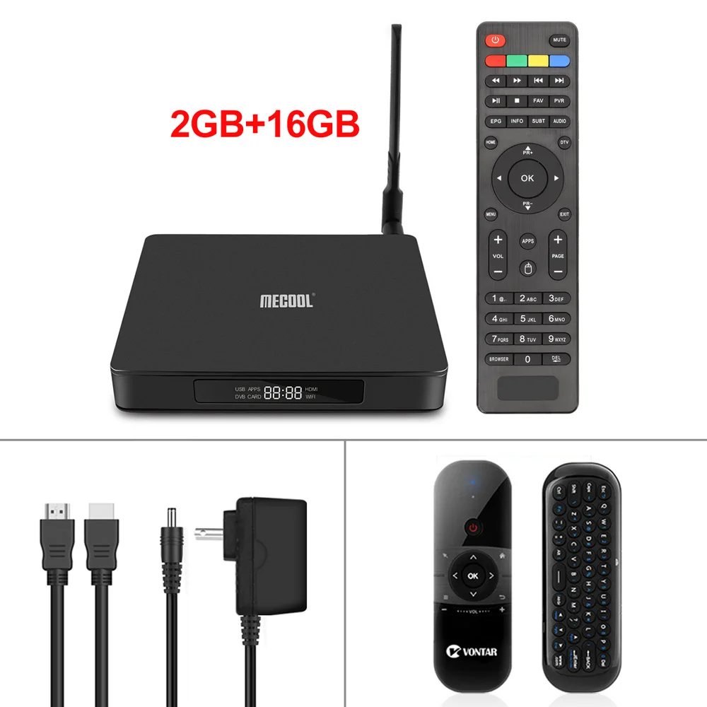 K6 and 057 air mouse Mecool K6 DVB-S2 DVB-T2 Android tv Box Hisilicon Hi3798M 2 Гб ОЗУ 16 Гб ПЗУ 64 бит 2,4/5 ГГц двойной Wifi BT4.1 4K Ultra HD MECOOL KM3 - Цвет: K6 and 057 air mouse