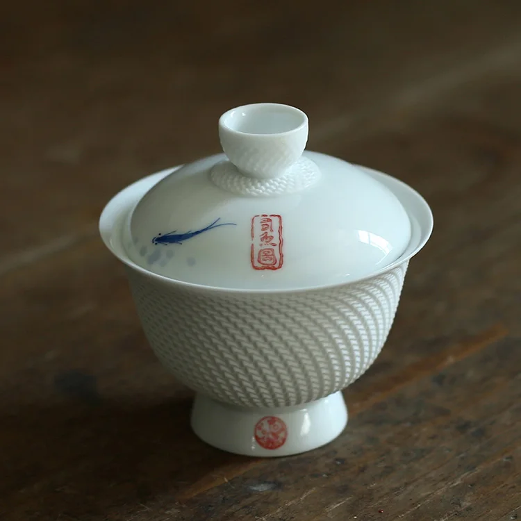 Белый TANGPIN керамический чайник gaiwan чашка рыба китайские чайные наборы кунг-фу - Цвет: Белый