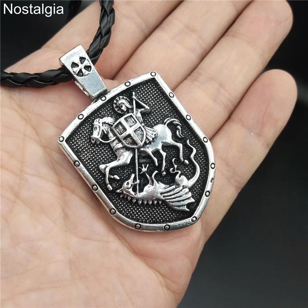 St. George Slay Dragon Protect США ожерелье с подвеской в виде щита религиозный талисман