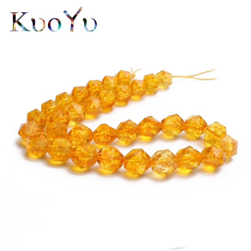 Граненые жёлтые лимонные кварцевые бусины из натурального камня для