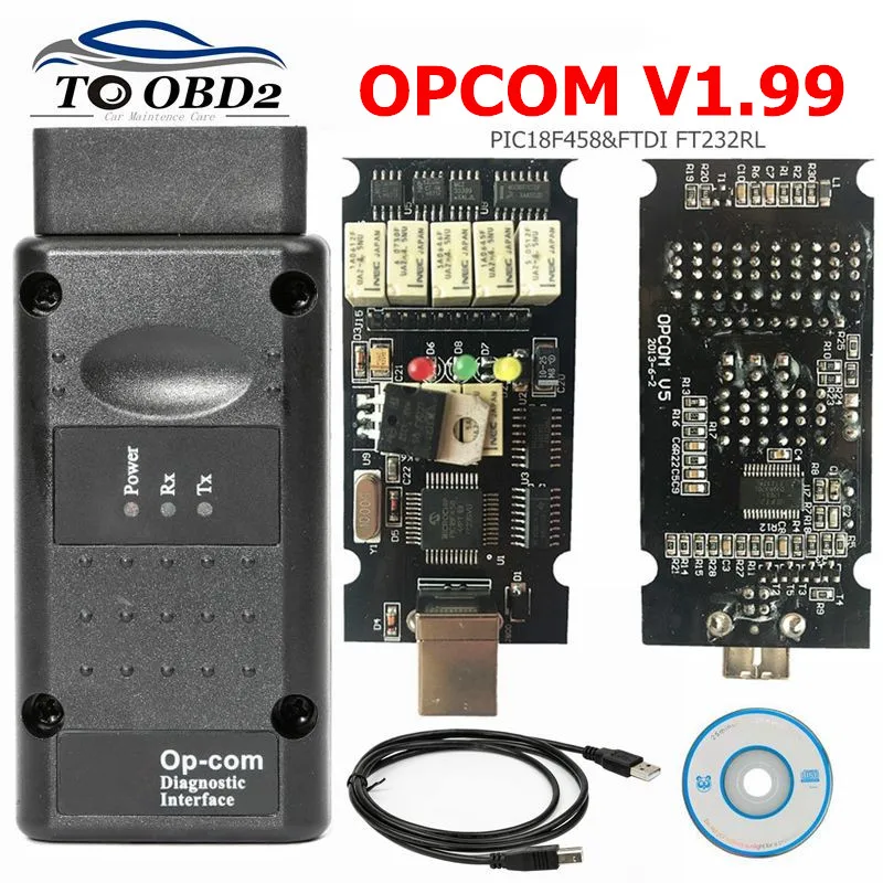 V1.99 OPCOM для opel OP COM интерфейс с PIC18F458 FTDI FT232RL диагностический сканер Opcom 1