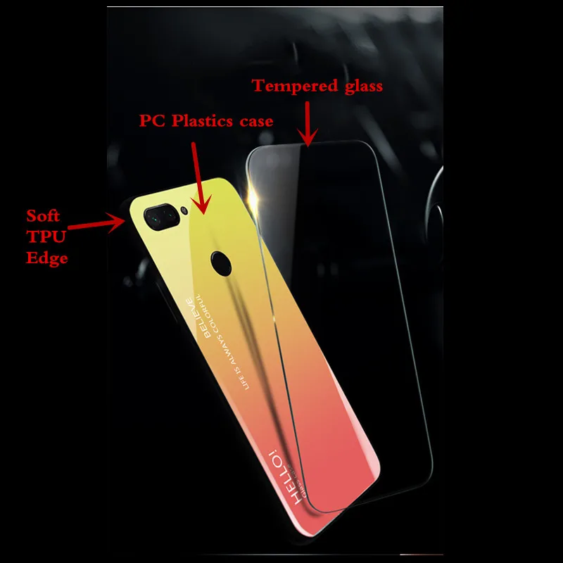Для Redmi Note 6 Pro градиентное Закаленное стекло Защитная задняя крышка чехол для