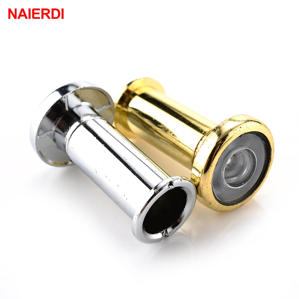 NAIERDI Deluxe 180 градусов Широкий формат дверной глазок дверной spyphole просмотра Хромированный Позолоченный Медь-аппаратных покрытием