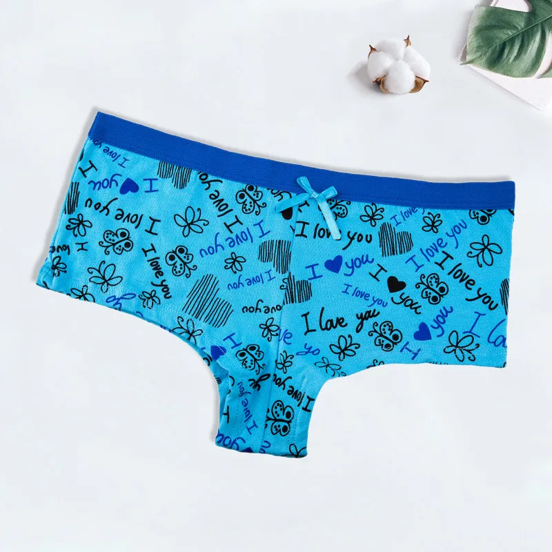 Blue FUNCILAC, сексуальные трусики для женщин, хлопок, для мальчиков, женское нижнее белье, нижнее белье, низкая талия, женские короткие трусы, с буквенным принтом, боксеры, 1 шт - Цвет: Blue