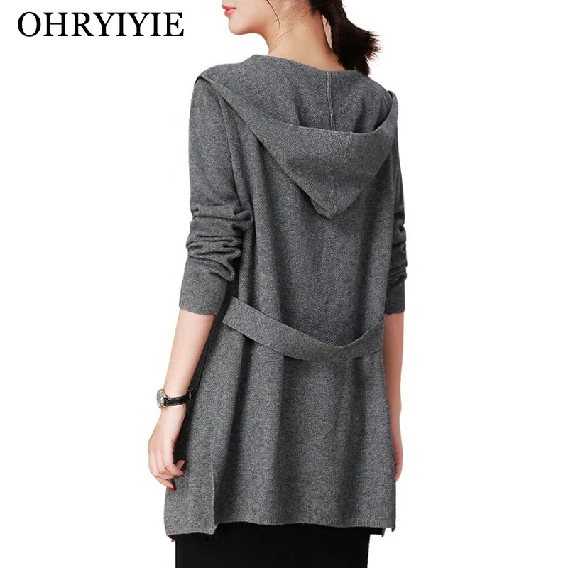OHRYIYIE, длинный кардиган с капюшоном, свитер, женский,, весна, осень, длинный рукав, вязанный кардиган, женская верхняя одежда, пальто, вязаный свитер