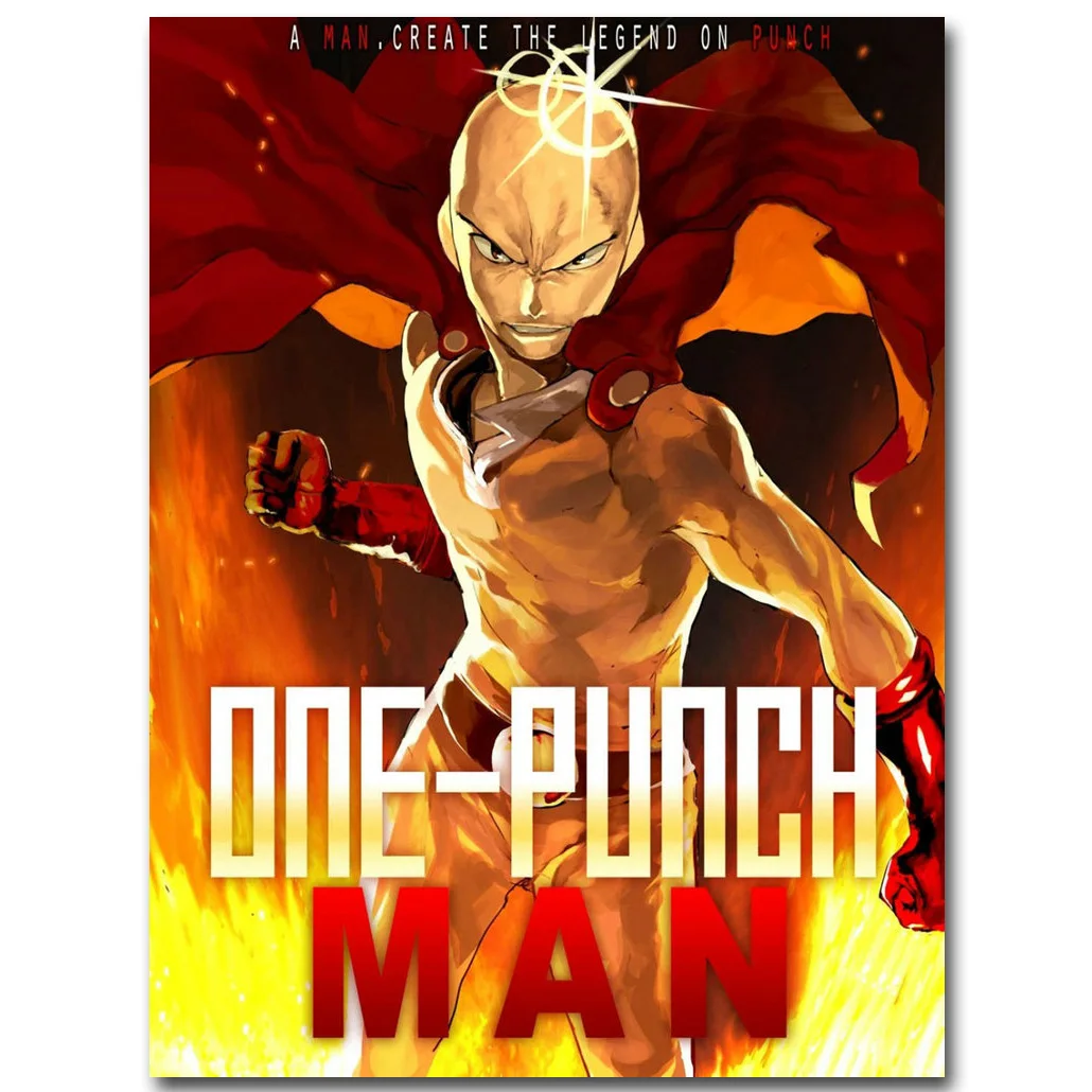 One Punch Man винтажное искусство шелковая ткань плакат Принт 13x20 24x36 дюймов японское аниме картина для украшения стен комнаты Saitama 018 - Цвет: Цвет: желтый