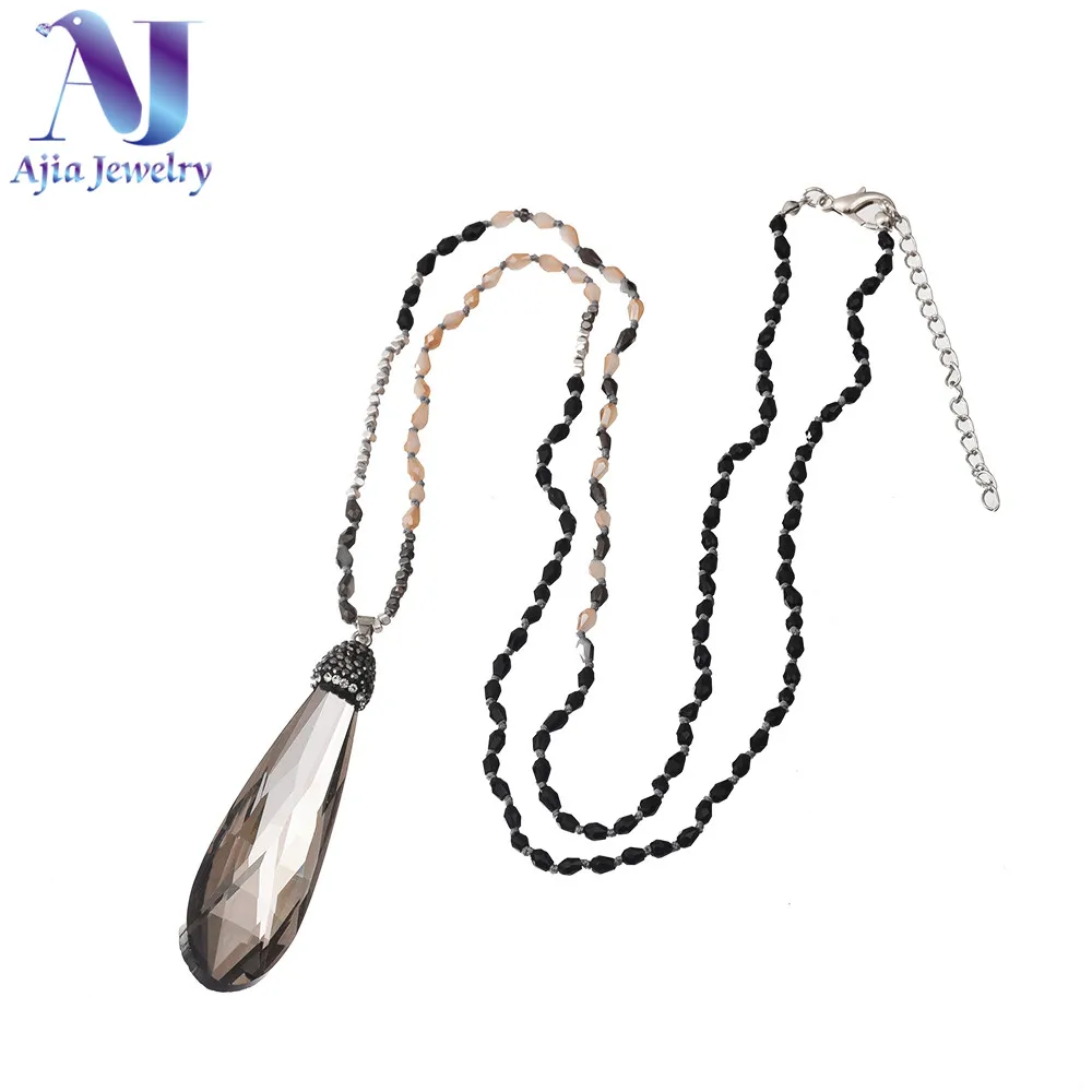 Большая Хрустальная подвеска ожерелье для женщин ювелирное изделие длинное с