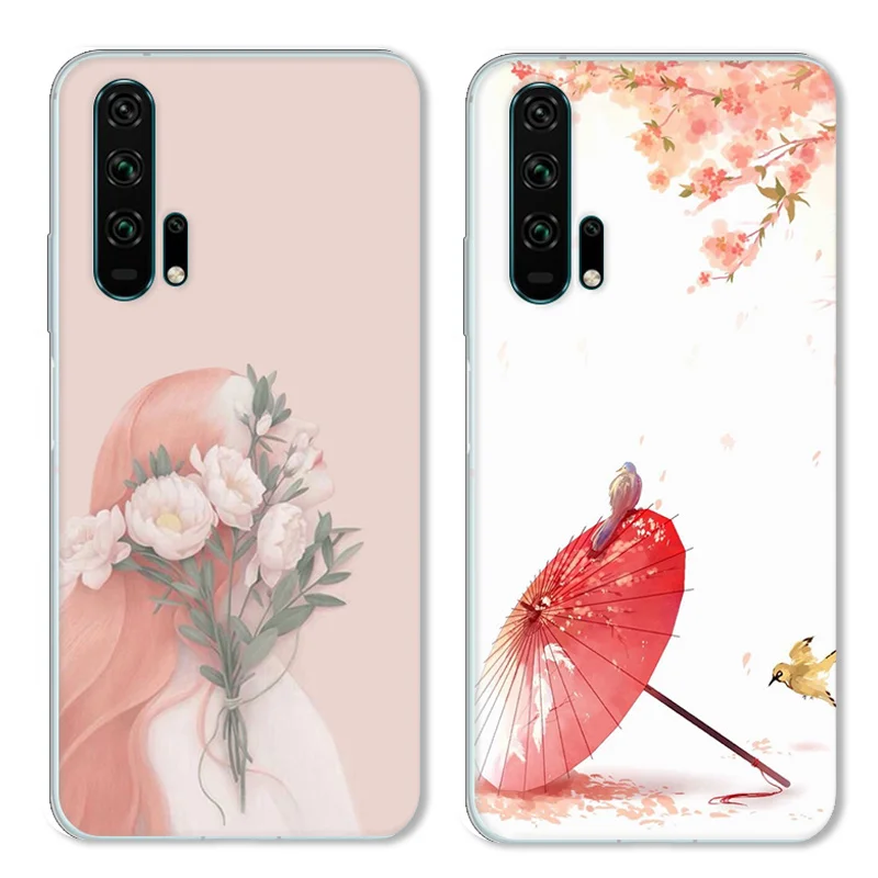 Cartoon Moon Rabbir Case For Huawei Honor 20 Pro TPU Painted Mobile Phone Shell Lovely Color Painting Case.18 Colors! |