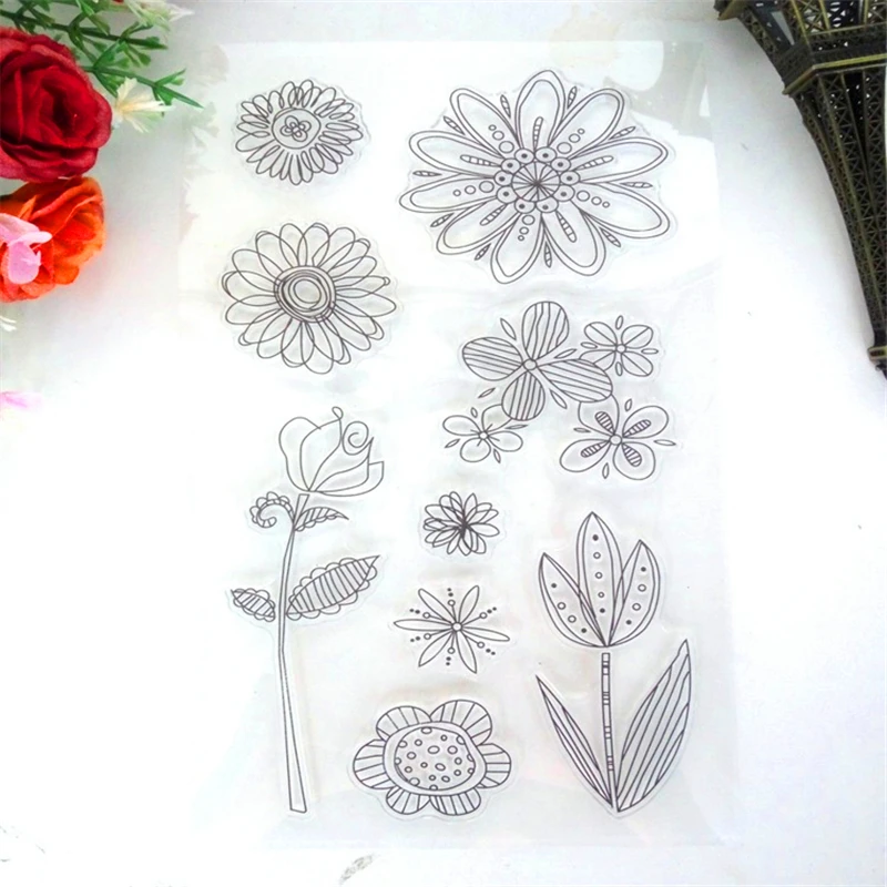 9pcs Random Silicone Flower/Butterfly/Heart Clear Stamps For Craft Supplies Scrapbooking DIY Stempel Klare Card Christmas Decor |