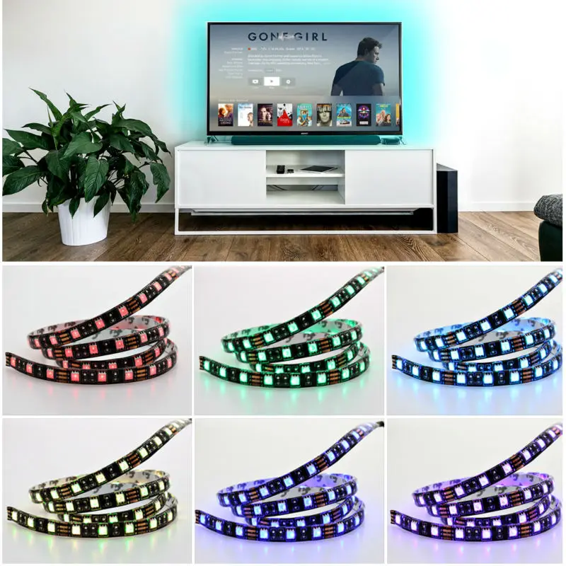 ТВ PC фон Светодиодная лента освещение 60 светодиодный s/m DC 5 V USB SMD5050 RGB с 17Key RF