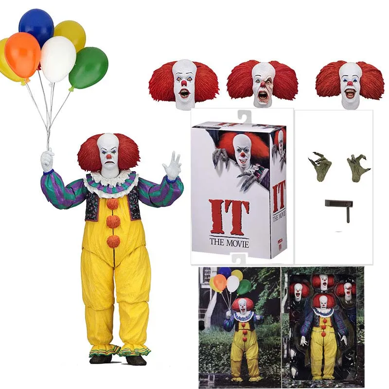Экшн фигурки клоуна NECA IT Pennywise Joker 1990 Stephen King It Игрушечная модель кукла в