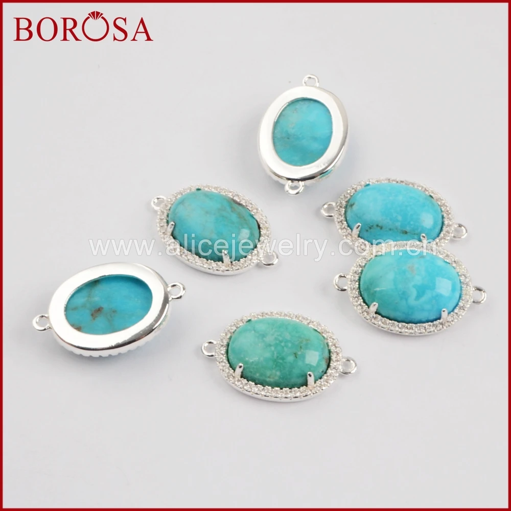 BOROSA серебряный цвет ободок овальная натуральная бирюза застежка двойная для DIY