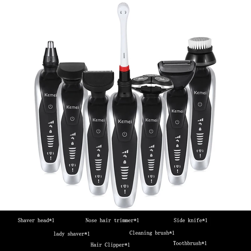 Kemei 7 in 1 Men's 3D Electric Shaver Beard Trimmer Rechargeable Razor for Men Shaving Machine Face Care electric razor | Бытовая