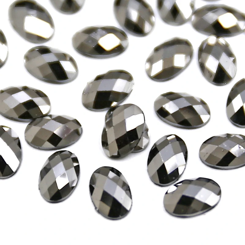 Стразы овальные круглые 6 х4 мм 800 шт./лот|jet hematite|non hotfixround rhinestones |