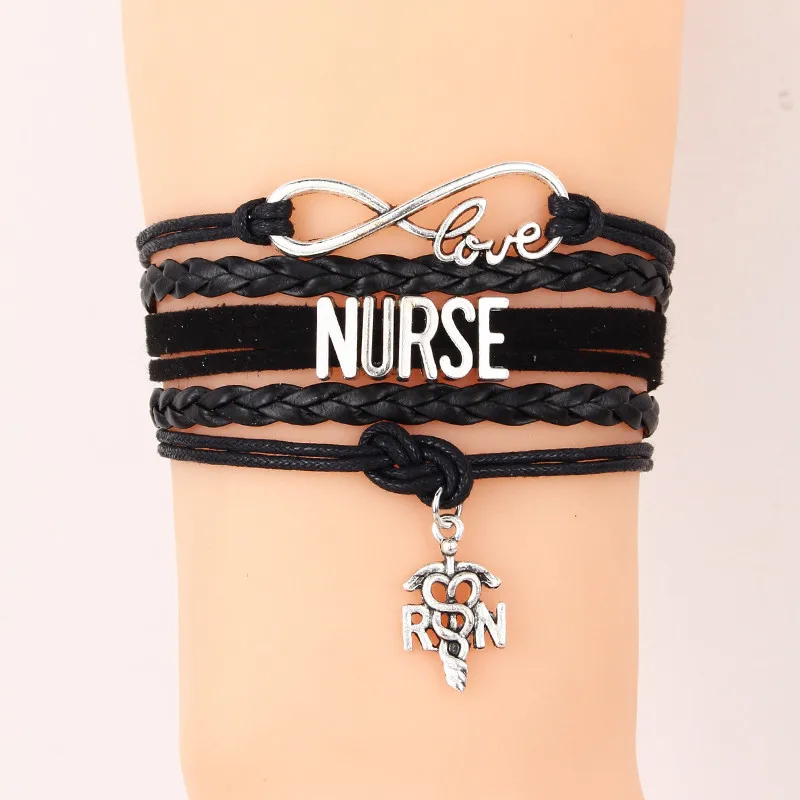 (10 шт./лот) Бесконечность любовь браслет с надписью Nurse R N Шарм Плетеный карьера