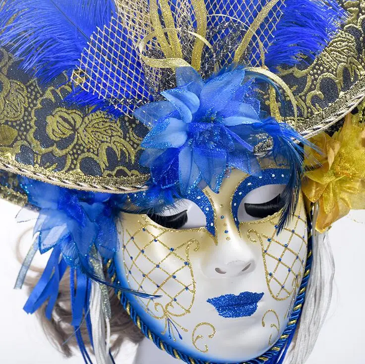 Party Masks Venice Masquerade Anonymous mask With Coloured Drawing feather Venetian Costumes for Halloween Christmas | Дом и сад