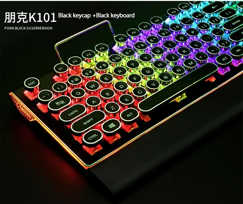 USB Проводная Механическая игровая клавиатура 104 ключ QWERTY классическая круглая клавиатура эргономичная компьютерная клавиатура с RGB светодиодный подсветкой - Цвет: as picture