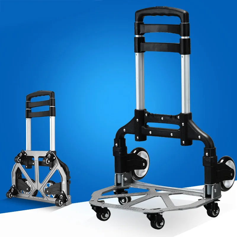 Складная портативная ручная тележка небольшая Тяговая для багажа тяжелая