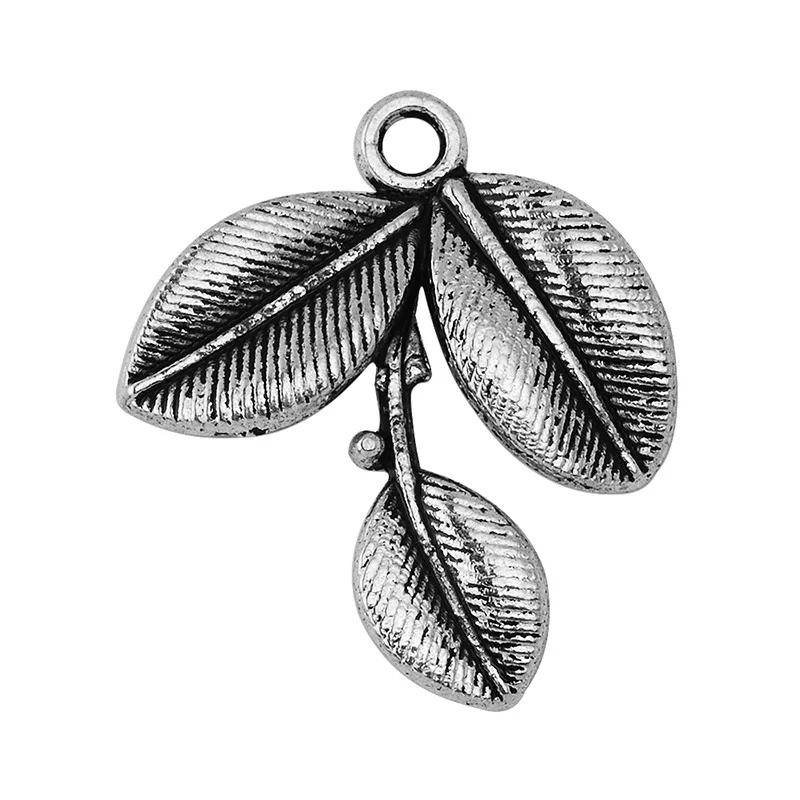 

50pcs 23x27mm Vintage leaf charm,Antique Silver Plated,Vine with Leaves,tree jewelry,Tree Branch charm,wholesale-10066002