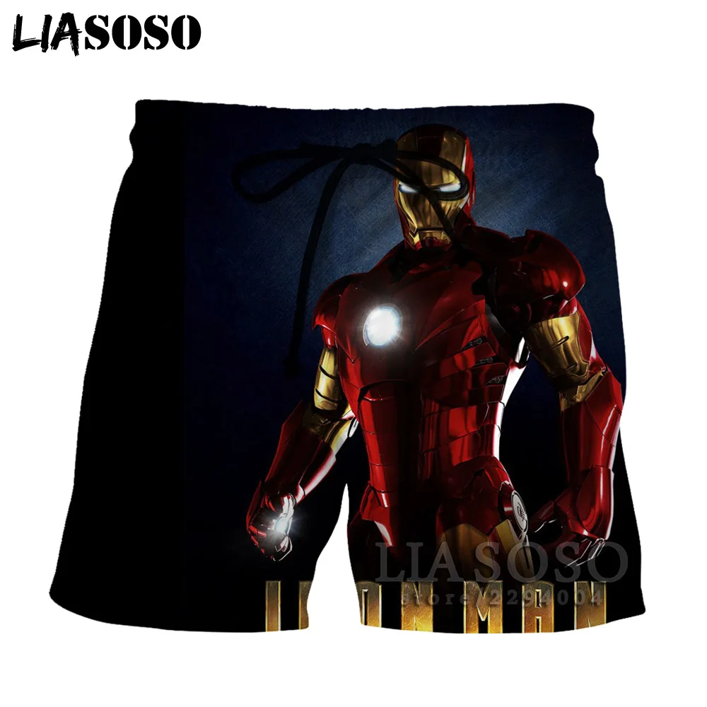 LIASOSO Железный человек Шорты в мужские повседневные шорты Объёмный рисунок (3D