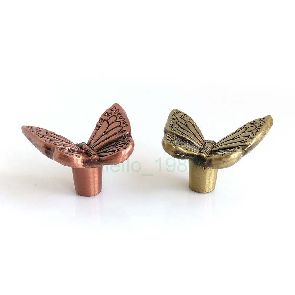 Античный Сельский бронза Медь бабочка ручки шкафа шкаф Кухня мебель тяги ящика