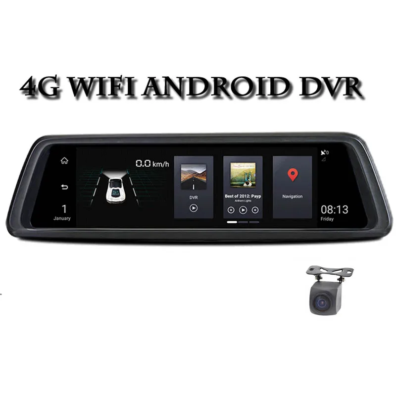 Зеркало видеорегистратор 10 дюймов Full Touch IPS 4G Android GPS FHD 1080P два объектива ADAS Wi Fi|dual