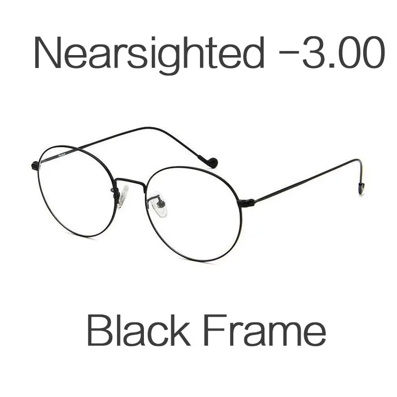 -3.00 HUHAITANG Round Nearsight Glasses Women Luxury Brand Anti Blue Light Computer Eye Glasses Frames For Men Clear Myopia Eyeglasses - Цвет оправы: -3.00