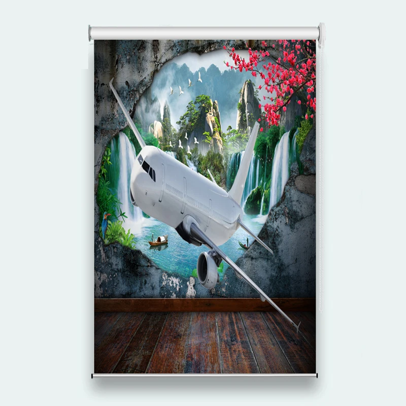

2019 Roller Blinds for living room bedroom kitchen Hotel Crane waterfall Roller Blinds curtain Any room window decoration