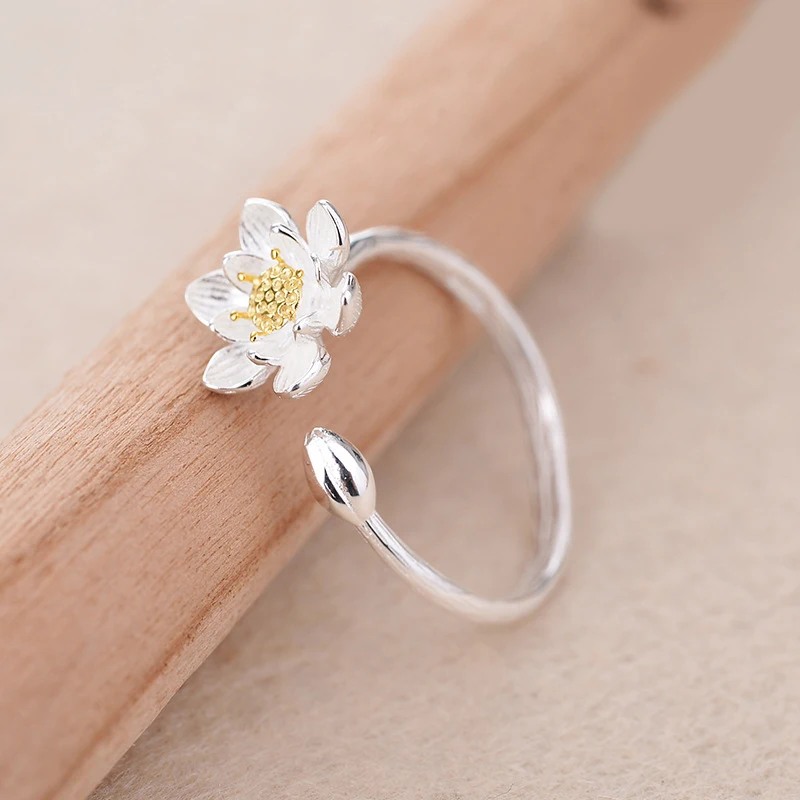 XIYANIKE 925 Sterling Silver Personality Flower Rings Creative Opening Adjustable Ring For Women Vintage Jewelry Gifts VRS2419 | Украшения