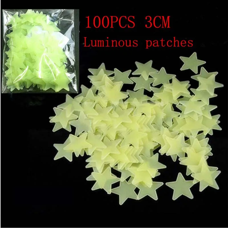 

100Pcs/Lot Nice 100pcs Plastic 3D Stars Fluorescent Stickers kids toys New