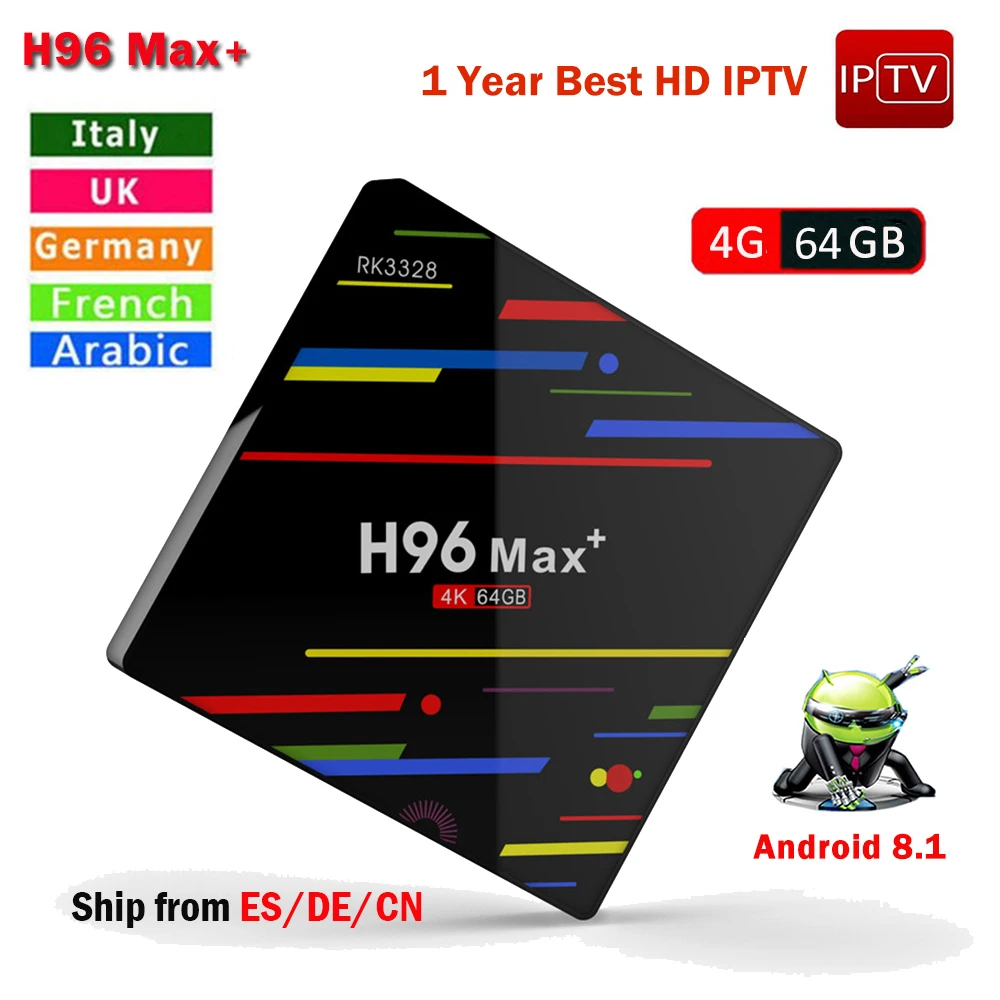 H96 Max + Android 8 1 tv Box 4 Гб 64 RK3328 Smart Dual 2 4G/5G WiFi K медиаплеер год подписки 1500 Channles Испания |
