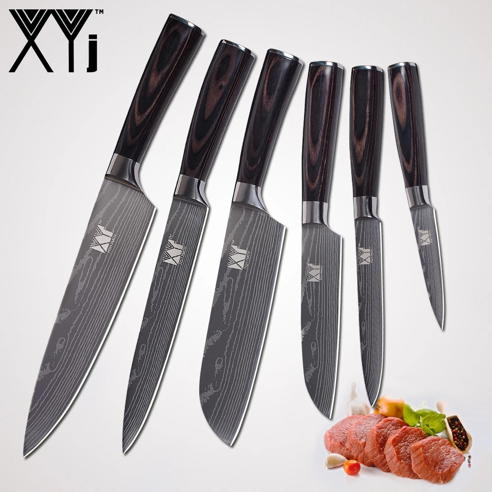 XYj Light Weight Stainless Steel Kitchen Cooking Knife Accessories Color Wood Handle Chef Slicing Santoku Utility Paring | Дом и сад
