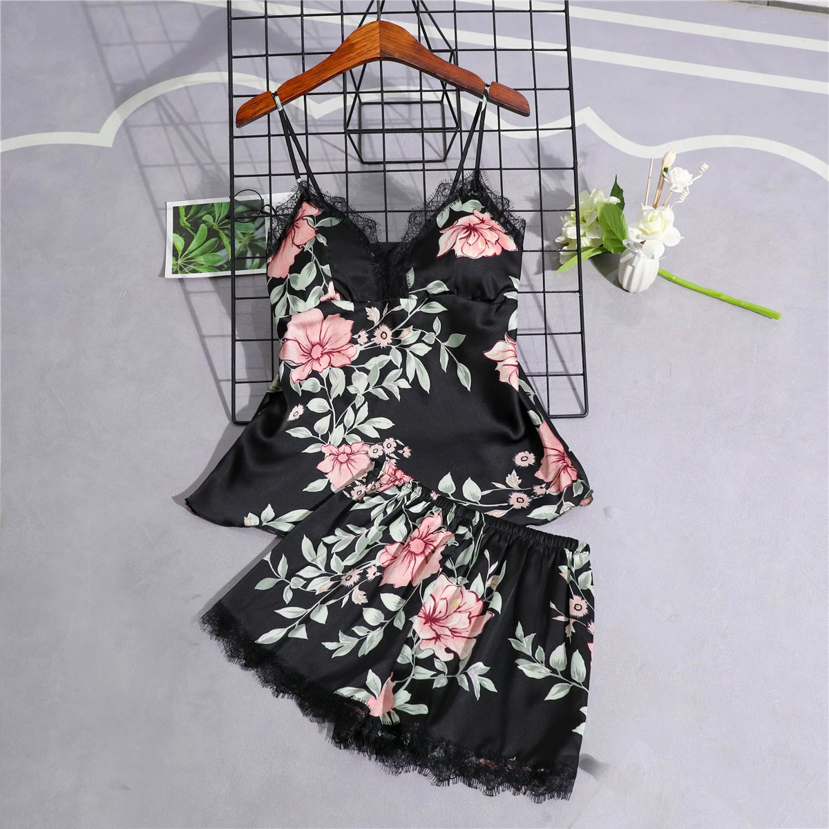 

Sexy Womens 2PC Strap Top Pants Pajamas Sets Sleepwear Lady Home Wear Nightgown Suit Robe Bath Gown Sleepshirts M-XXL