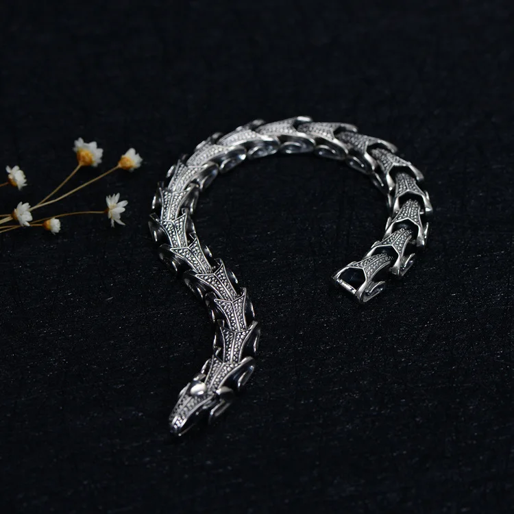 100% True 925 Sterling Silver Men's Sheep Head Retro Fashion Personality Style Bracelet High Jewelry Father's Day Gift | Украшения