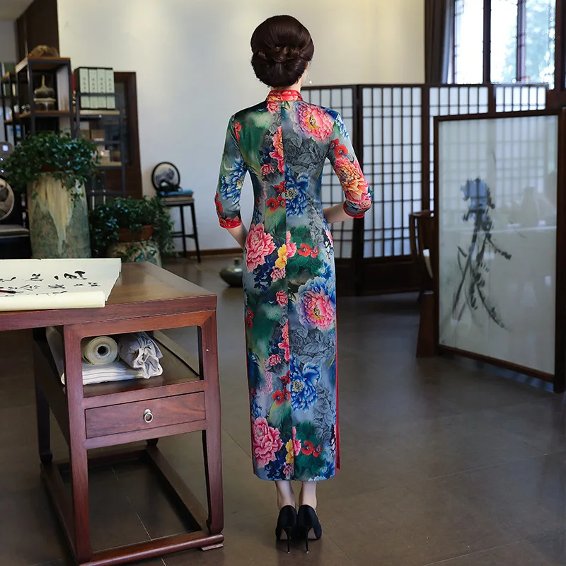 2018 зимнее шелковое традиционное китайское платье cheongsam китайские платья qipao