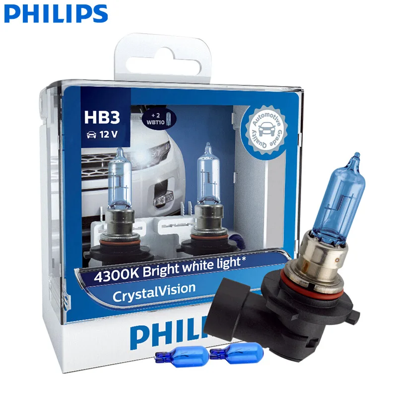 Philips Crystal Vision H1 H4 H7 H11 HB2 HB3 HB4 9003 9005 9006 12V CV 4300K яркий белый автомобильный галогенный головной светильник, автомобильная лампа(двойная