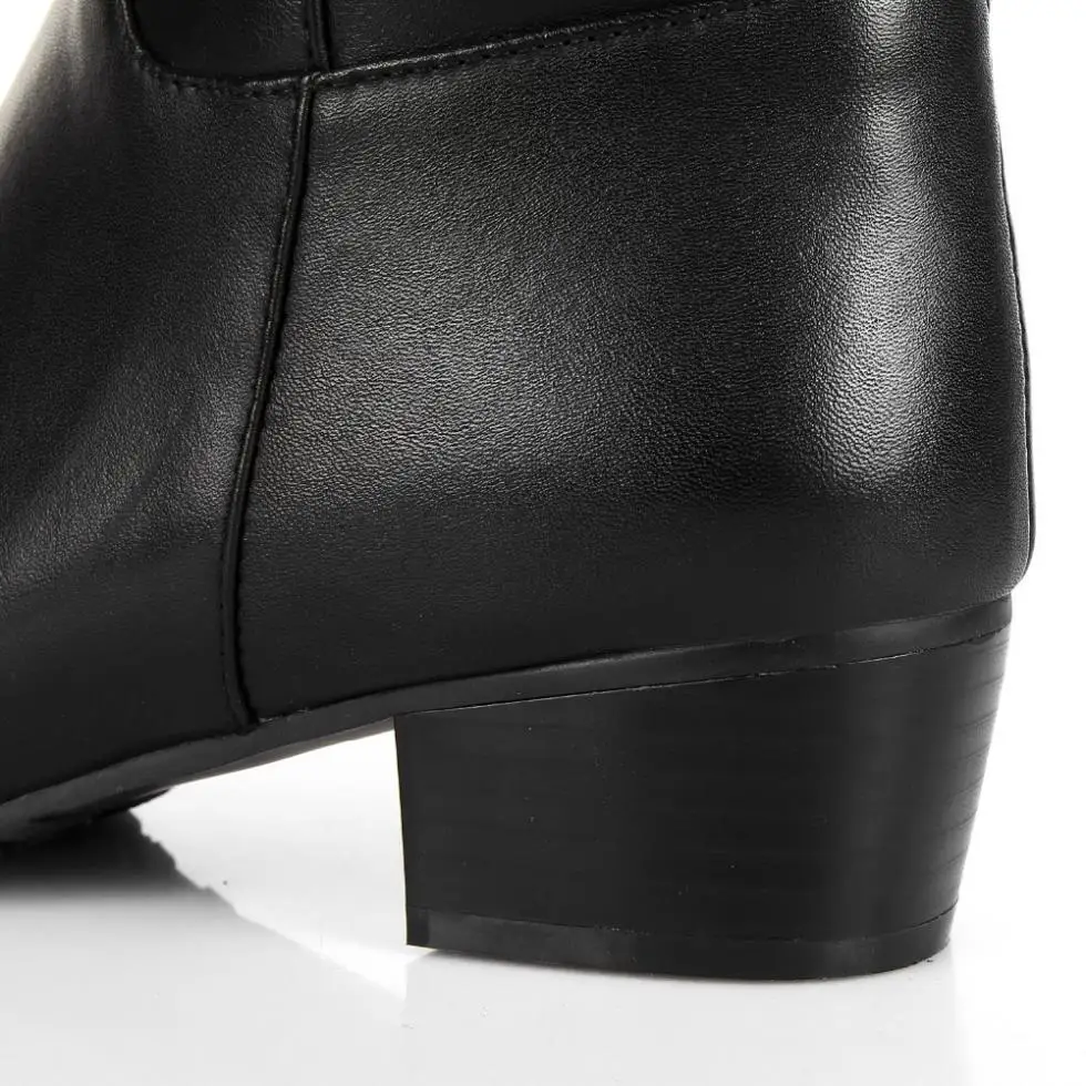 Winter Fashion Bota Over-the-Knee For Femininas 2014 Soft Leather Round Toe Size34-43 Slip-On Buckle Black ShoesQ1261 |