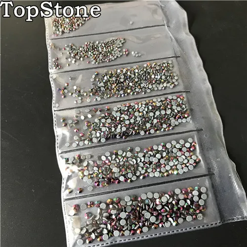 TopStone 1600 шт смешанные размеры SS4-SS12 для дизайна ногтей исправление камней с клеем на спине для DIY дизайна одежды для ногтей - Цвет: gold rainbow