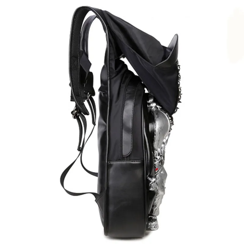 Мужской кожаный рюкзак с заклепками 3D принтом черепа|Мужские рюкзаки| |