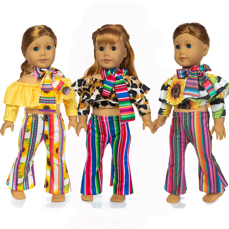

Модный комплект одежды в полоску для отдыха, подходит для американской девушки 18 дюймов, американская девушка Кукла Александра, куклы для д...