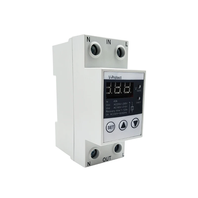 40A/63A 230V din-рейка регулируемое перенапряжение и под напряжением защитное устройство предохранитель реле