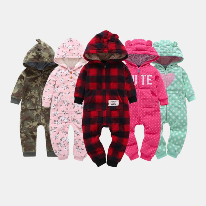 2022 Autumn Winter Warm Baby Rompers Baby boys clothes Coral Fleece baby girls costume Animal Overall baby clothing jumpsuits